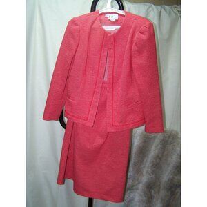 Vintage 60's Skirt Suit Jacket Red Knit Marty Gutmacher 8 Petite
